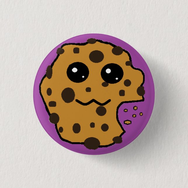Cute chocolate chip cookie purple button (Front)