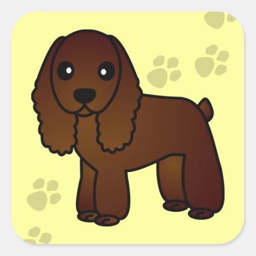 Cute Chocolate Cocker Spaniel Cartoon Square Sticker