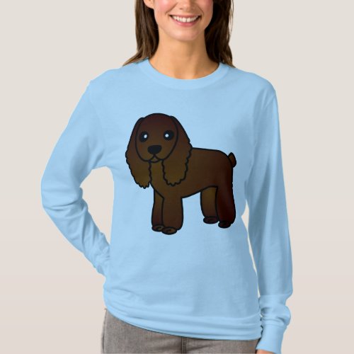 Cute Chocolate Cocker Spaniel Cartoon T_Shirt