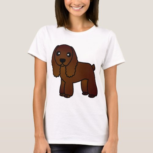 Cute Chocolate Cocker Spaniel Cartoon T_Shirt