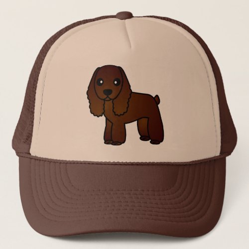 Cute Chocolate Cocker Spaniel Cartoon Trucker Hat