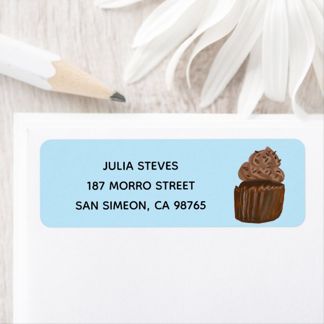 CUTE Chocolate Cupcake Bakery Pastry Cake Mailing Label (Insitu)