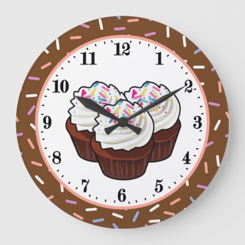 cute chocolate cupcake lovers large clock