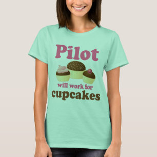 Cute Chocolate Cupcake Occupation Pilot T-Shirt