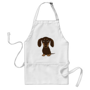 Cute Chocolate Dachshund   Cartoon Wiener Dog Adult Apron
