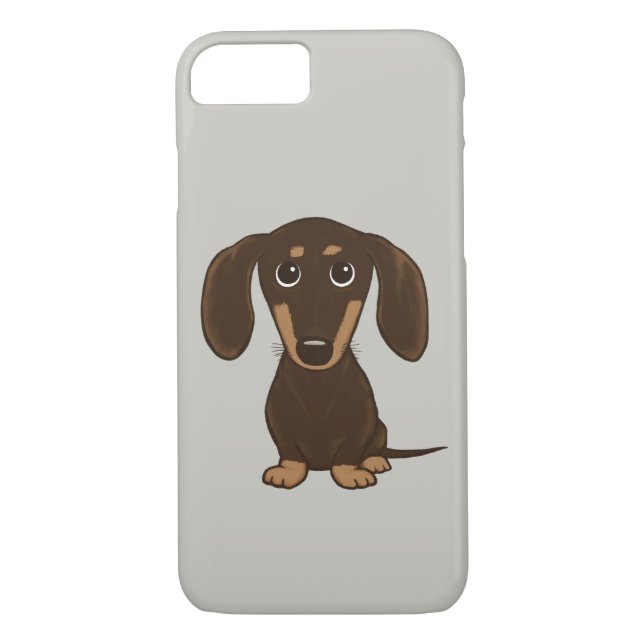 Cute Chocolate Dachshund | Cartoon Wiener Dog Case-Mate iPhone Case (Back)