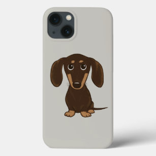 Cute Chocolate Dachshund   Cartoon Wiener Dog iPhone 13 Case