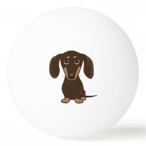 Cute Chocolate Dachshund | Cartoon Wiener Dog Ping Pong Ball