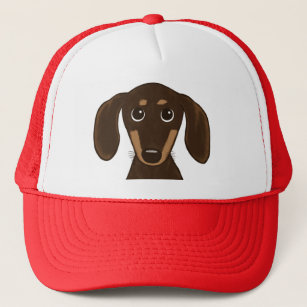 Cute Chocolate Dachshund   Cartoon Wiener Dog Trucker Hat