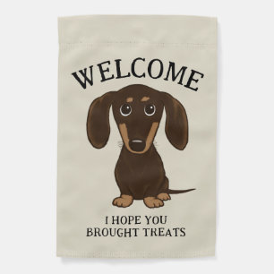 Cute Chocolate Dachshund Welcome Garden Flag