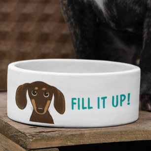Cute Chocolate Dachshund with Custom Text Bowl