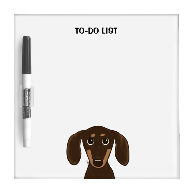 Cute Chocolate Dachshund with Custom Text Dry Erase Board (Front)
