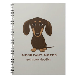 Cute Chocolate Dachshund with Custom Text Notebook