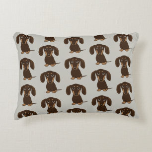 Cute Chocolate Dachshunds Pattern Accent Pillow