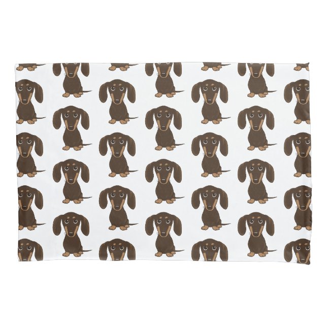 Cute Chocolate Dachshunds Pattern Pillow Case (Front)