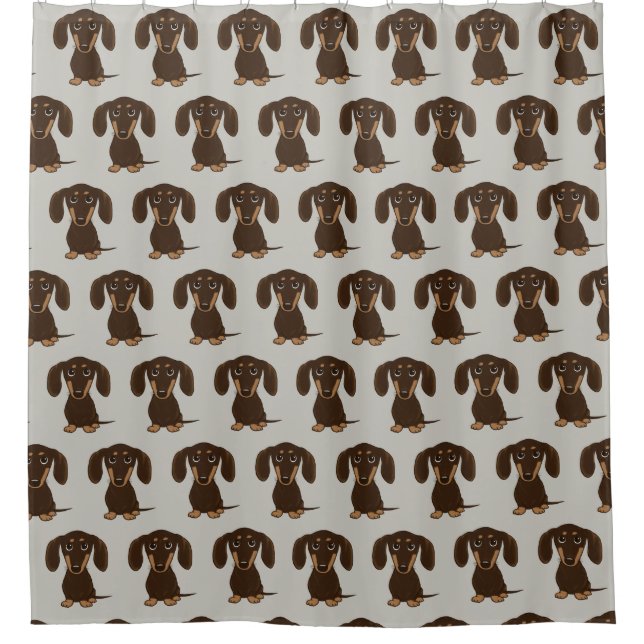 Cute Chocolate Dachshunds Pattern Wiener Dog Lover Shower Curtain (Front)