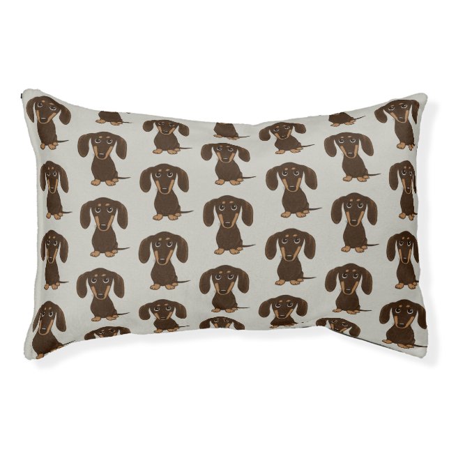 Cute Chocolate Dachshunds Pattern | Wiener Dogs Pet Bed (Front)