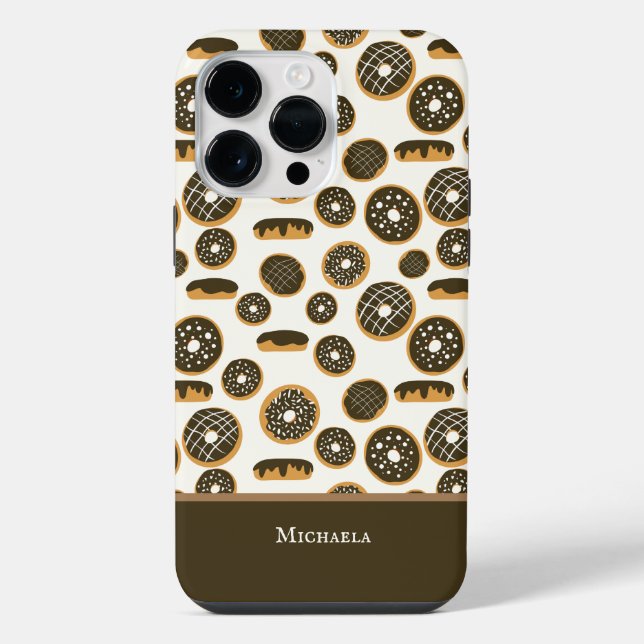 Cute Chocolate Donut Pattern Pastry Iphone Case (Back)