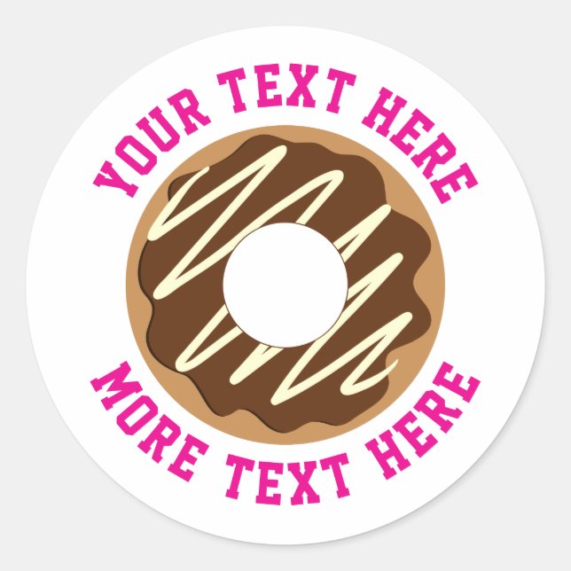 Cute chocolate donut with icing custom classic round sticker (Front)