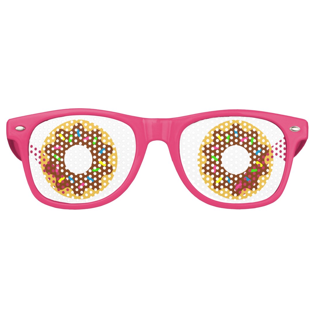 Cute Chocolate Donut with Sprinkles Retro Sunglasses | Zazzle