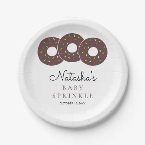 Cute Chocolate Donuts Baby Shower Sprinkle Paper Plates