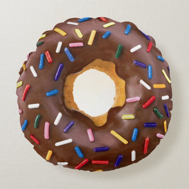 Cute Chocolate Donuts with Sprinkles Round Pillow (Front)
