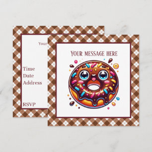 Cute chocolate doughnut party invitation