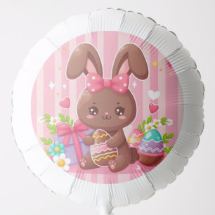 Cute chocolate Easter bunny with pink stripes Balloon