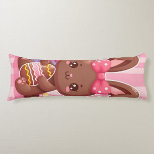 Cute chocolate Easter bunny with pink stripes Body Pillow