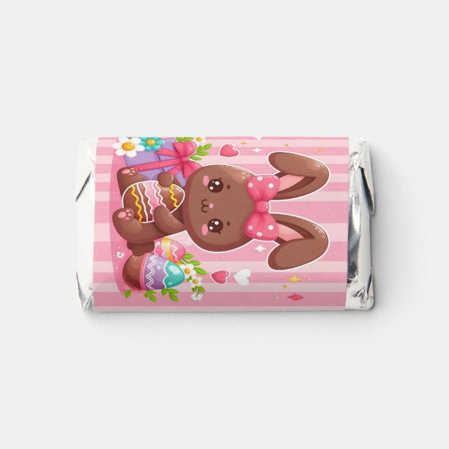 Cute chocolate Easter bunny with pink stripes Hershey's Miniatures (Front)