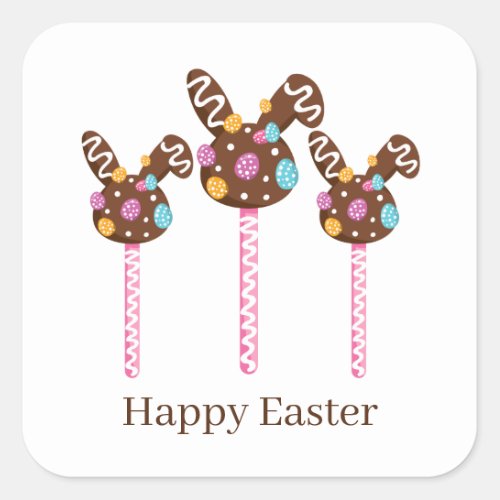 cute chocolate Easter suckers add text Square Sticker