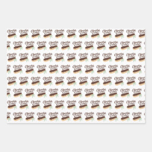 Cute Chocolate Eclair Pattern Wrapping Paper Sheets