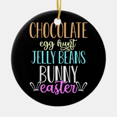 Cute Chocolate Egg Hunt Jelly Beans Bunny Easter  Ceramic Ornament