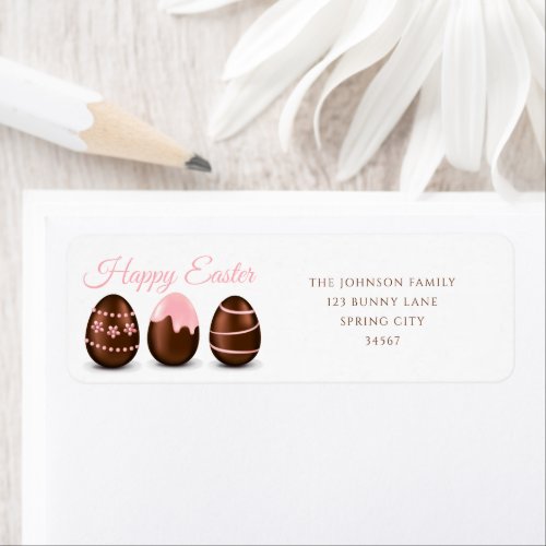 Cute Chocolate Eggs Happy Easter Address Label