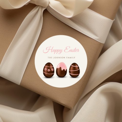 Cute Chocolate Eggs Happy Easter Classic Round Sticker