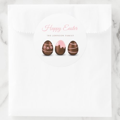 Cute Chocolate Eggs Happy Easter Classic Round Sticker