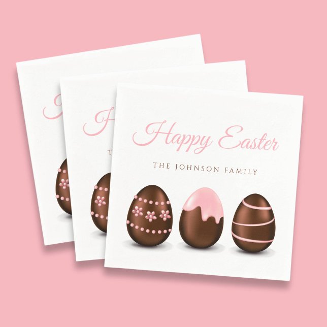 Cute Chocolate Eggs Happy Easter Napkins (Cute Chocolate Eggs Happy Easter Napkins)