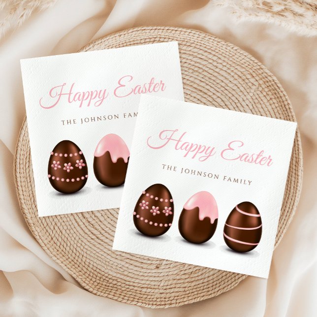 Cute Chocolate Eggs Happy Easter Napkins (Cute Chocolate Eggs Happy Easter Napkins)