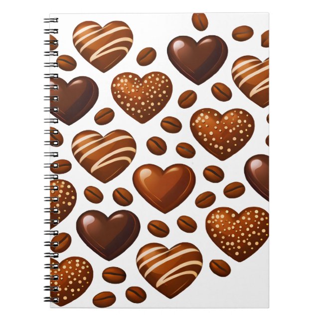Cute Chocolate Hearts Notebook - Candy Love Journa (Front)