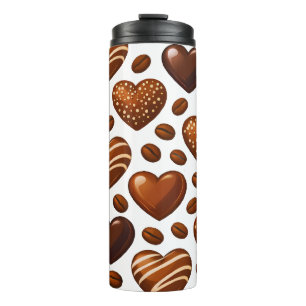 Cute Chocolate Hearts Water Bottle - Travel Thermo