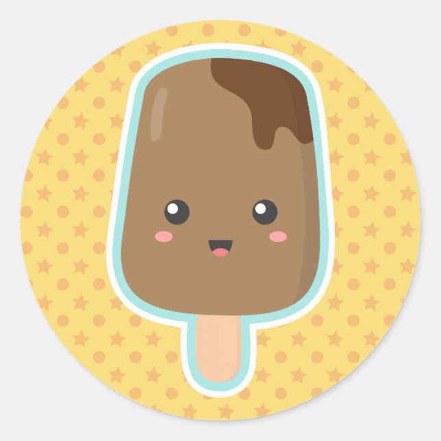Cute Chocolate Ice Cream Classic Round Sticker (Front)