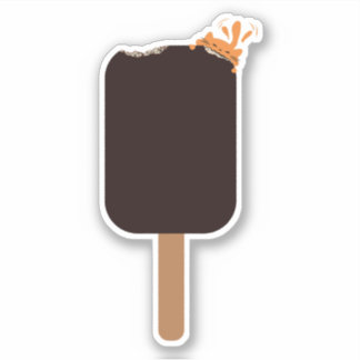 Cute Chocolate Ice Cream With Orange Cat Sticker