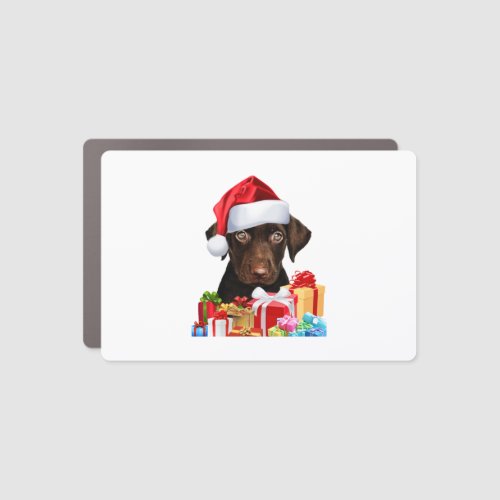 Cute Chocolate Lab Puppy Santa Hat Fun Image Chris Car Magnet