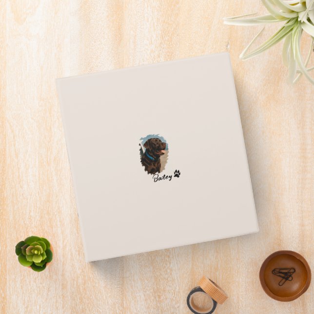 Cute Chocolate Labrador Dog – Bailey | Pet Gift 3 Ring Binder (In Situ)
