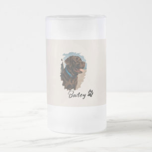 Cute Chocolate Labrador Dog – Bailey Pet Gift Frosted Glass Beer Mug