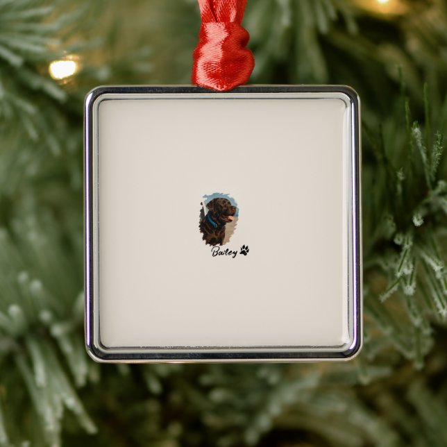 Cute Chocolate Labrador Dog – Bailey | Pet Gift Metal Ornament (Tree)