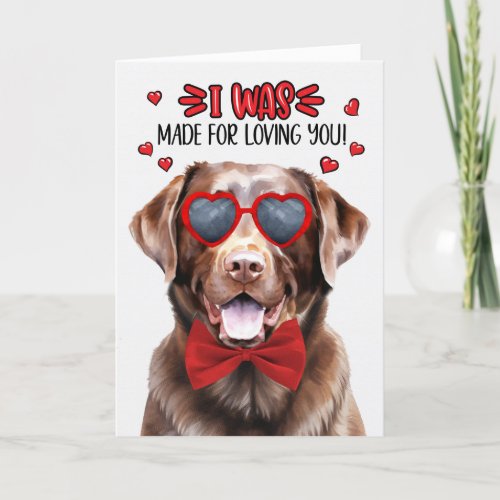 Cute Chocolate Labrador Dog Loving You Valentine Holiday Card