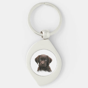 Cute Chocolate Labrador Puppy Keychain