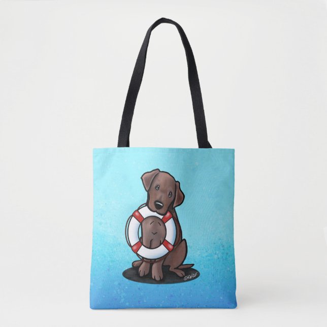 Cute Chocolate Labrador Rescue Dog Tote (Front)