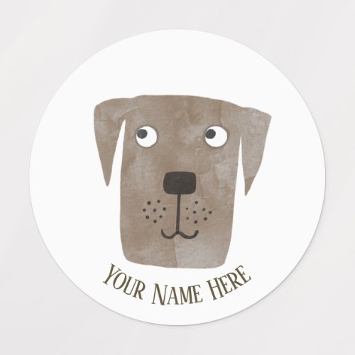 Cute Chocolate Labrador Retriever Dog Custom Name Labels